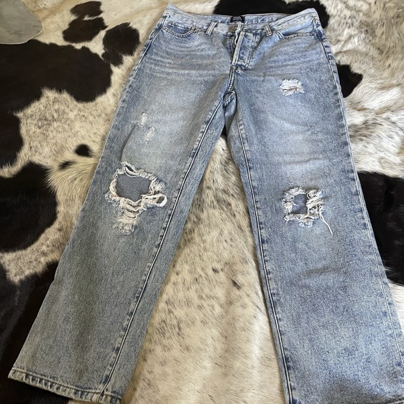 Simple Society‎ 9 / 29 (31 X 11.5 X 27) Acid Wash 80's Button Fly Distressed - Picture 1 of 5